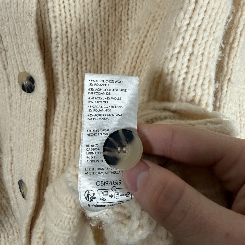Maeve Cream Button-Front Ribbed Collar Cardigan - Picture 7 of 7
